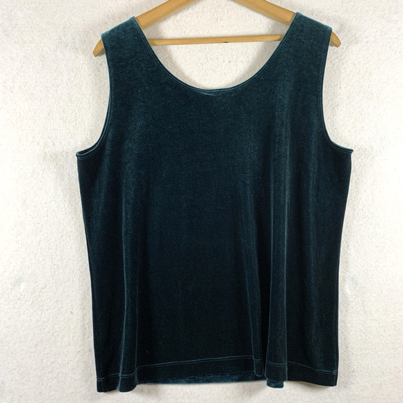Womens Iridescent Velvet Tank Top US XL Green Stretch Whimsigoth‎ Witchy Layer - Picture 4 of 10